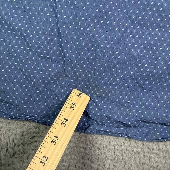 Maceoo Shirt Mens 2XL 6 Blue Button Up Long Sleeve 100% Linen Jacquard Geometric - Picture 6 of 10